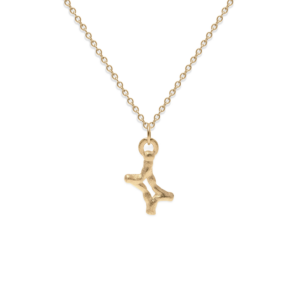 Zodiac Charm Necklace (Gemini) Solid Gold 14 ct