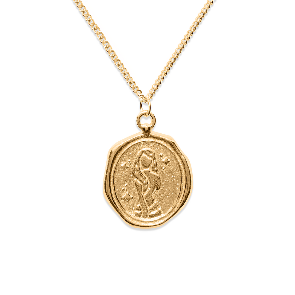 Zodiac Seal Necklace 24ct Gold Vermeil