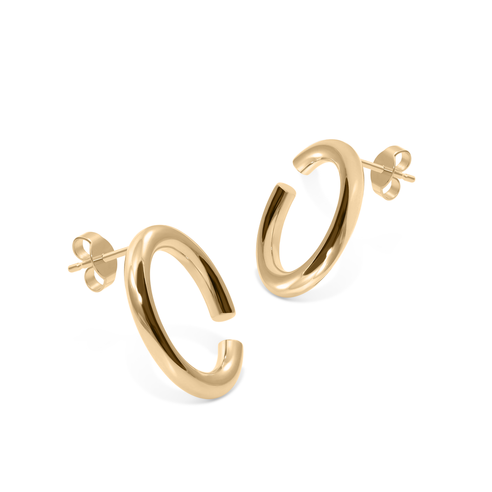 Bold Revolve Earrings - Solid Gold