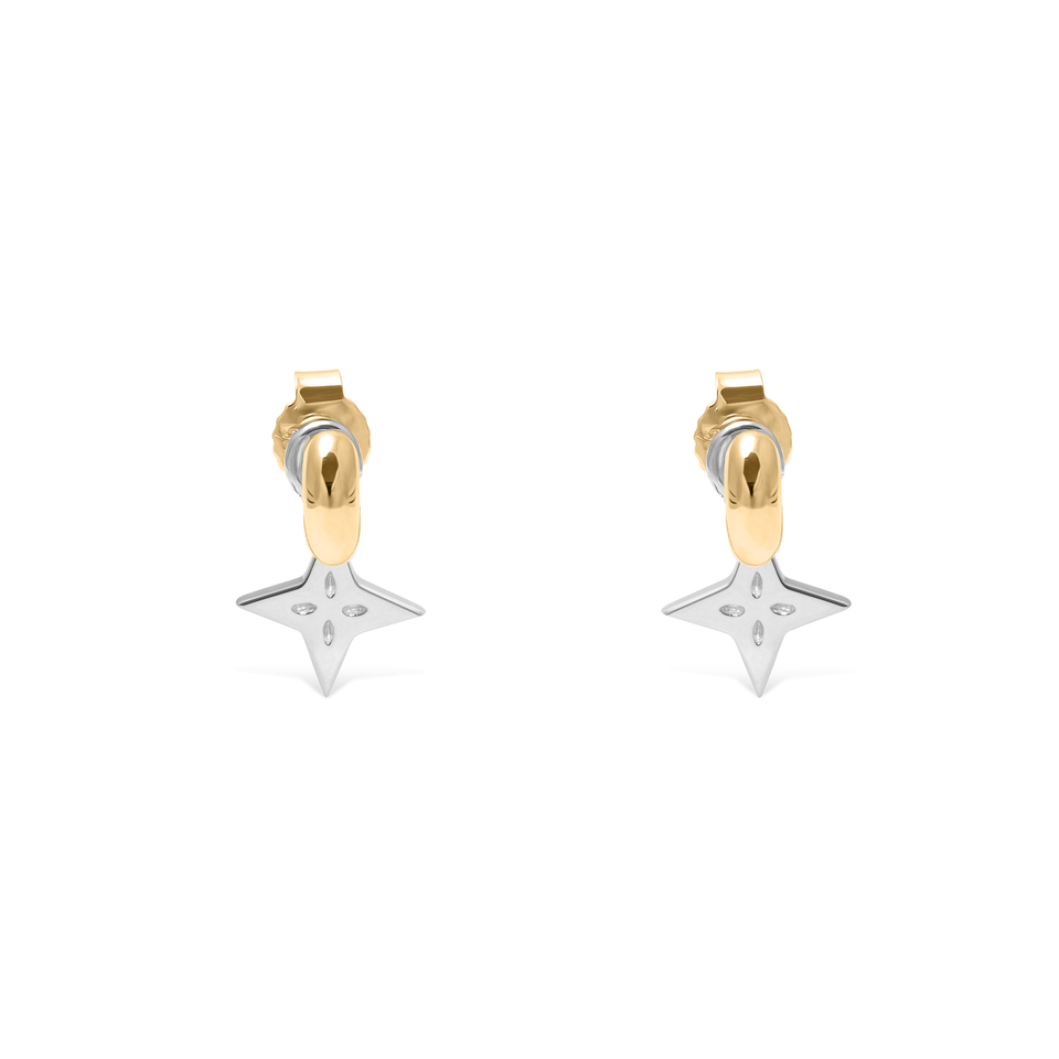 Shooting Star Pendant Set (Pair) Silver + Gold Tide Studs