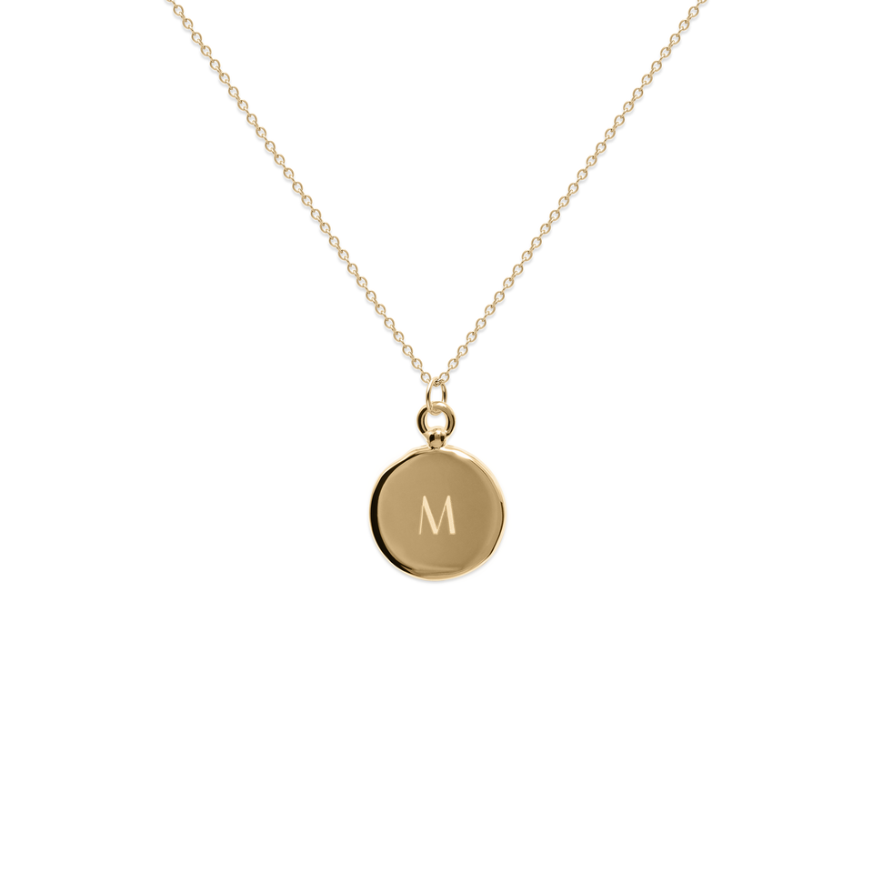 Fluid Letter Medaillon Necklace Solid Gold 14 ct - High Gloss