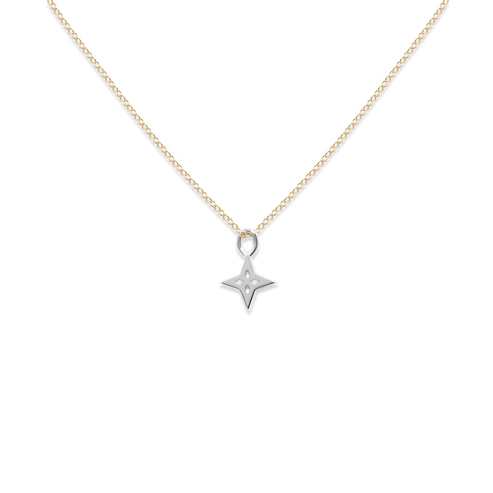 Silver Shooting Star Pendant + Gold Chain