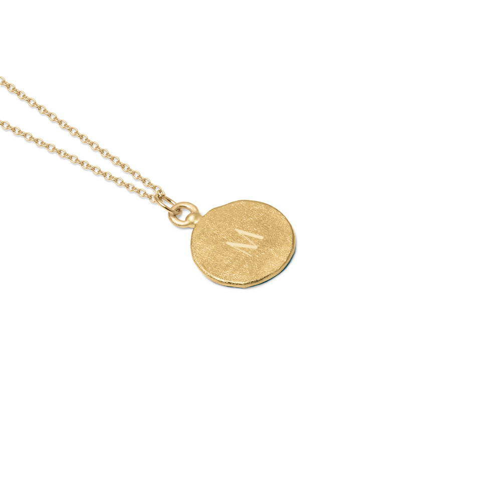 Fluid Letter Medaillon Necklace Solid Gold 14 ct
