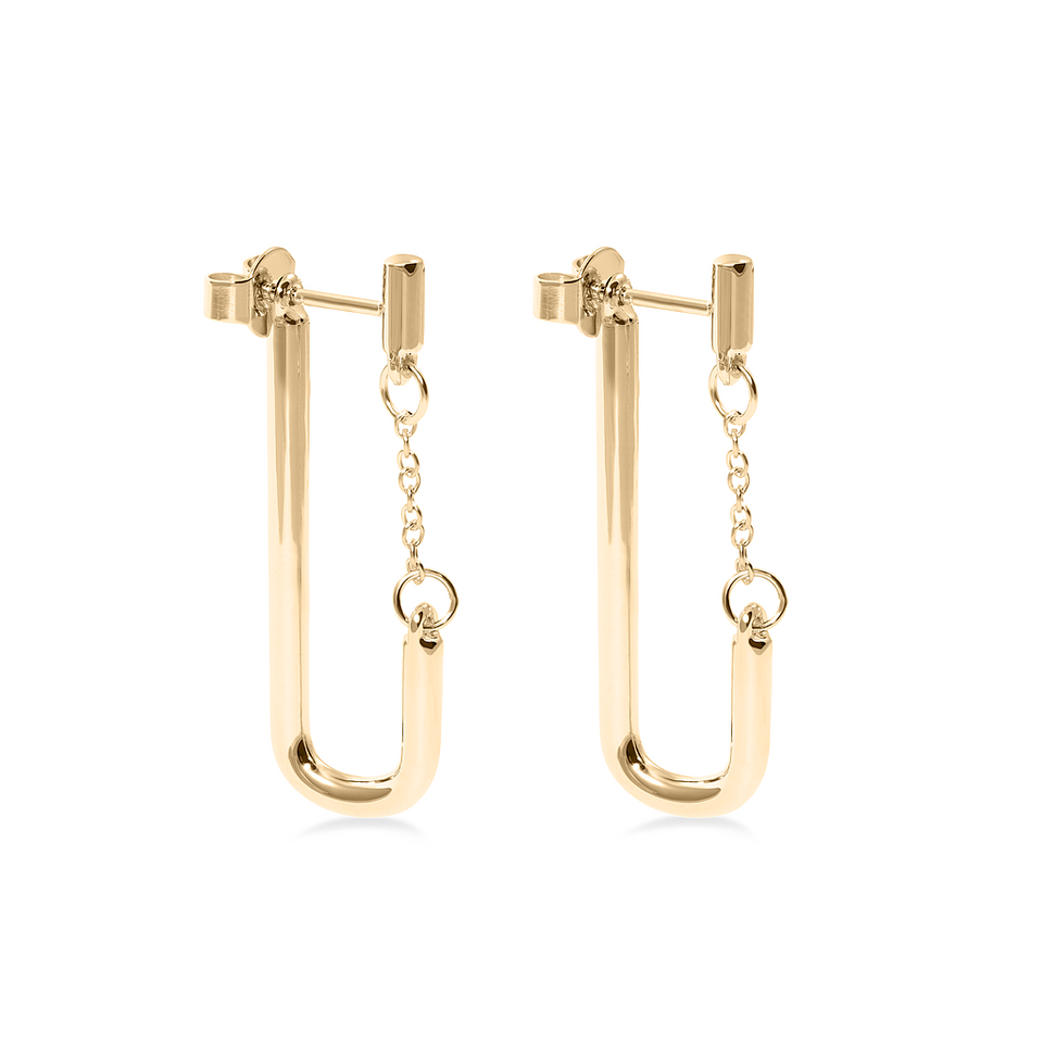 Bold Chained Earrings - Solid Gold