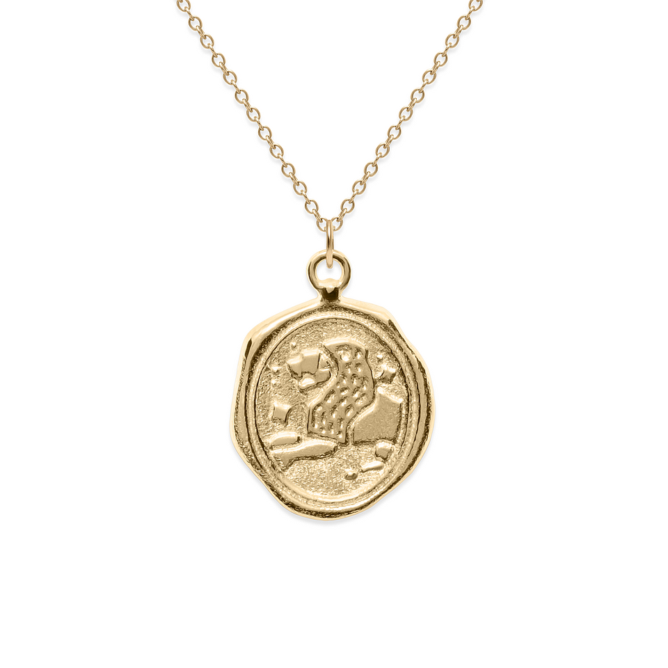 Zodiac Seal Necklace Solid Gold 14 ct