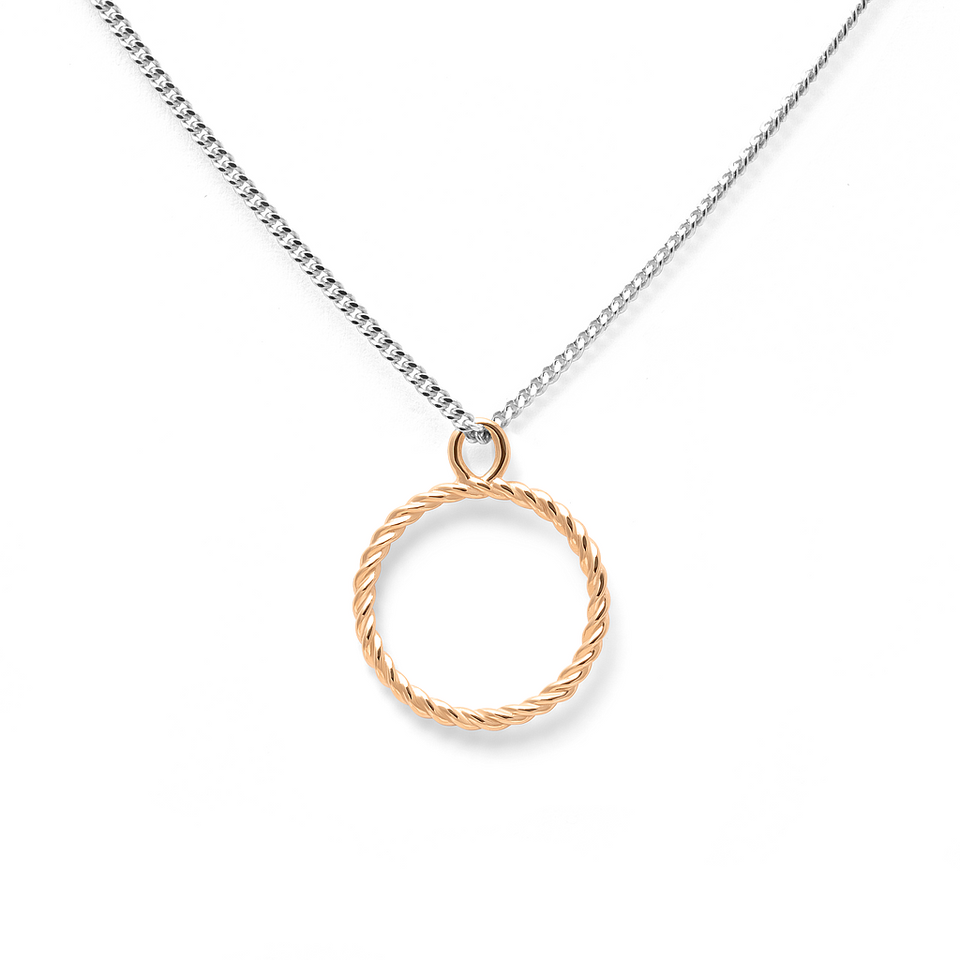 Gold Dune Pendant + Silver Curb Chain 45