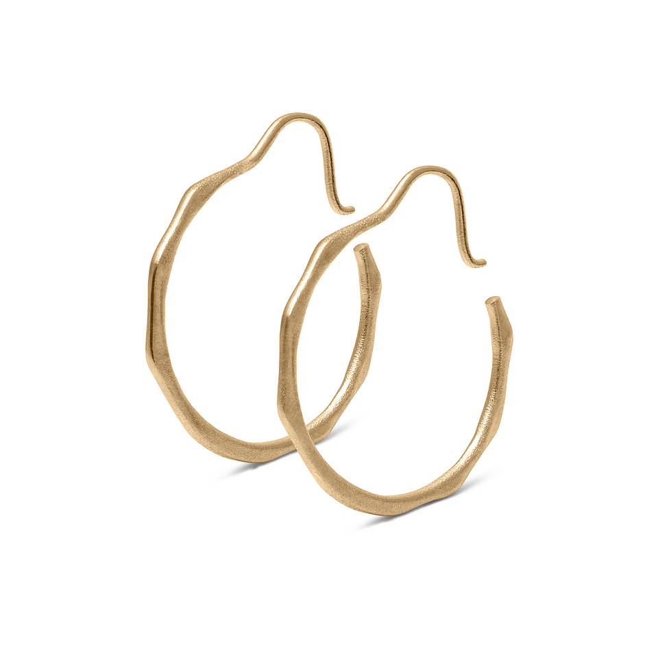 Fluid Hoop Earrings Solid Gold 14 ct