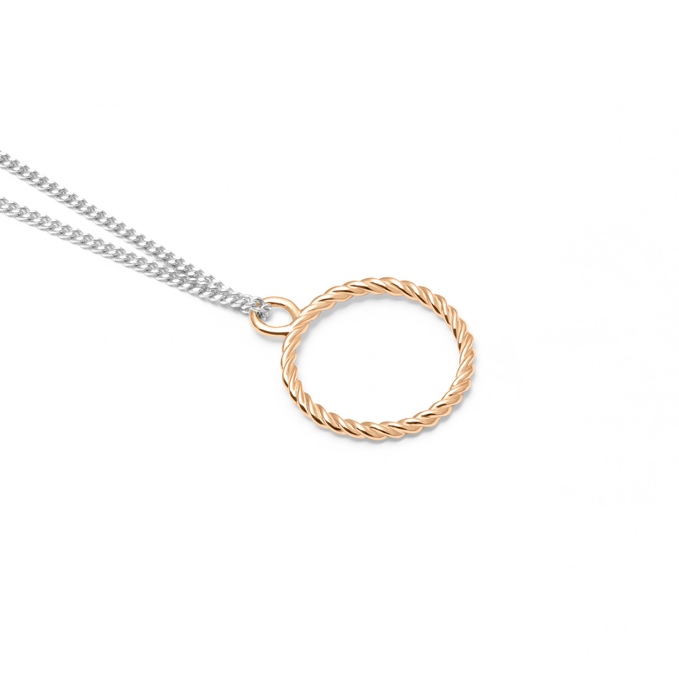 Gold Dune Pendant + Silver Curb Chain 45
