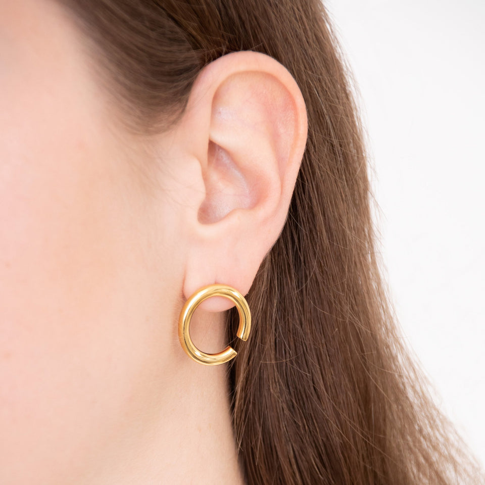 Bold Revolve Earrings - Solid Gold