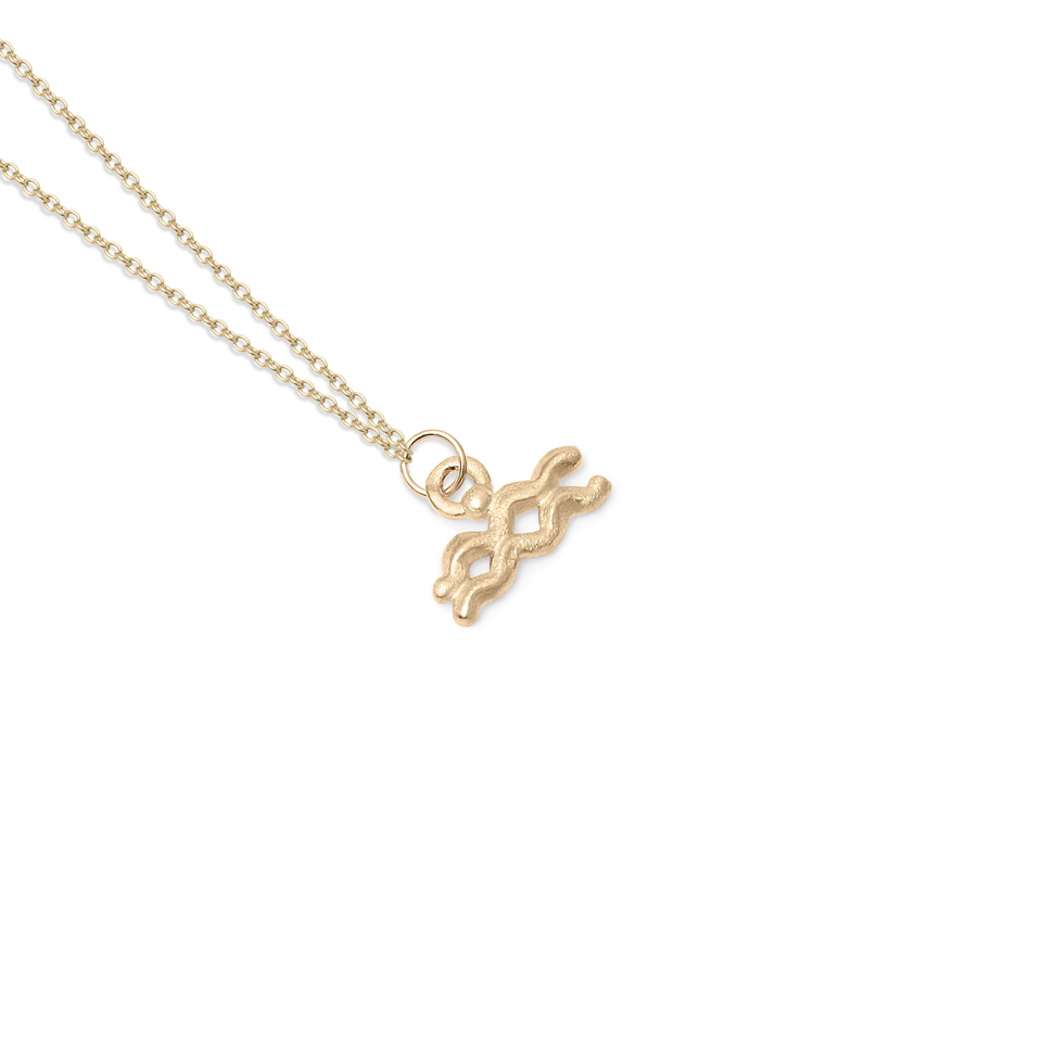 Zodiac Charm Necklace (Aquarius) Solid Gold 14 ct