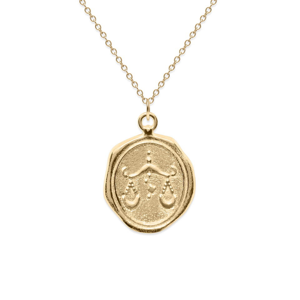 Zodiac Seal Necklace Solid Gold 14 ct