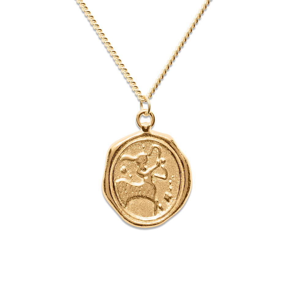 Zodiac Seal Necklace 24ct Gold Vermeil