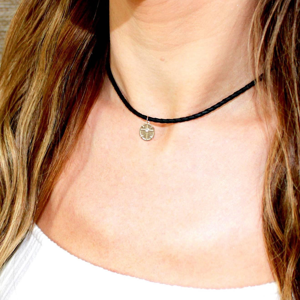 Theia Medal Leather Choker