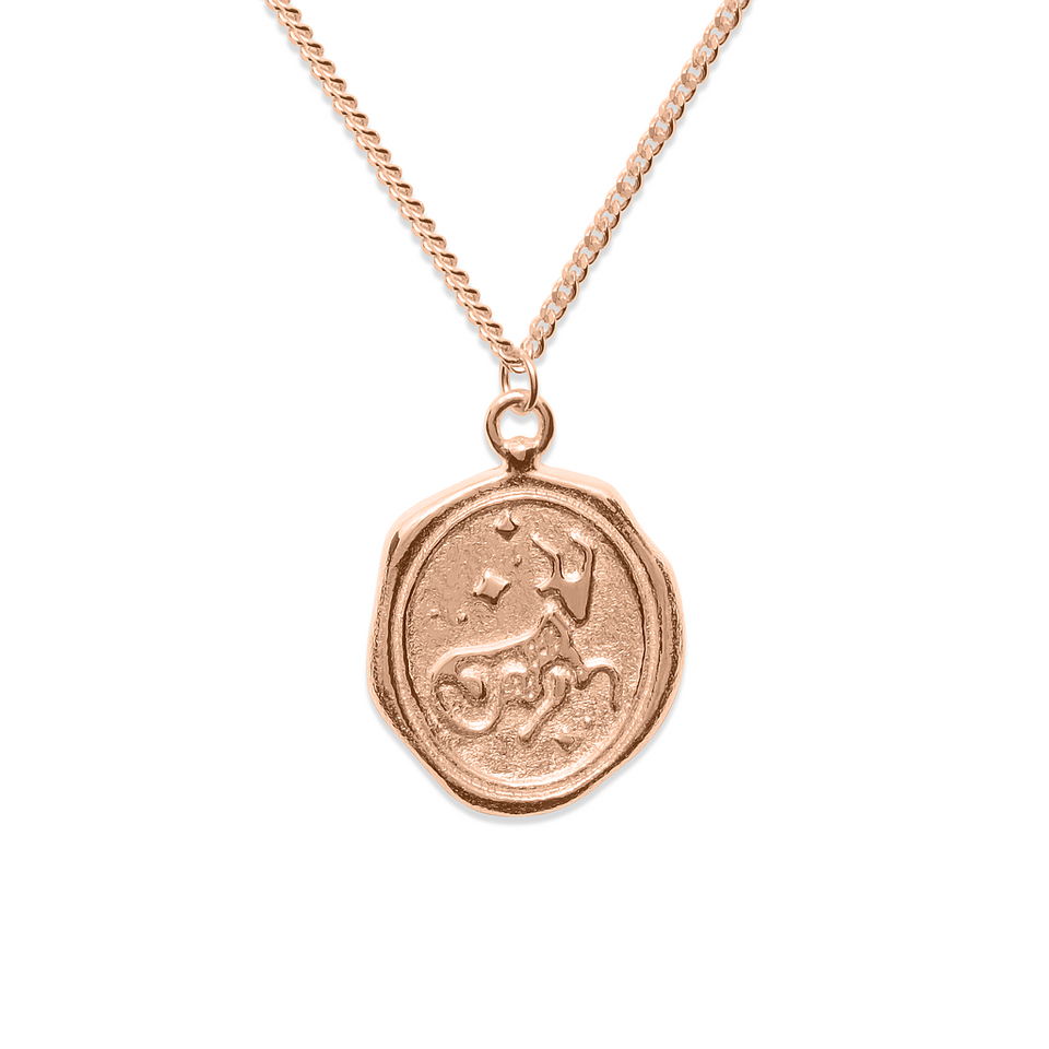 Zodiac Seal Necklace Rose Gold Vermeil
