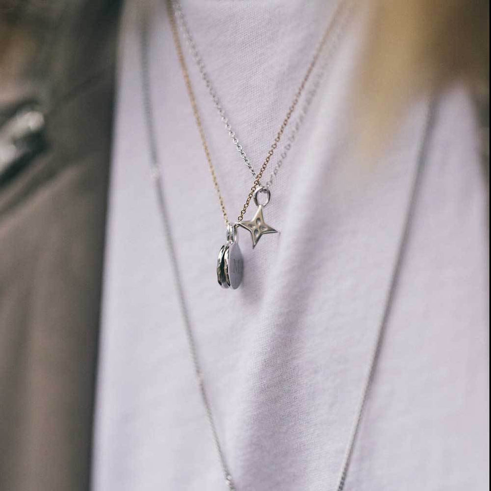 Silver Shooting Star Pendant + Gold Chain